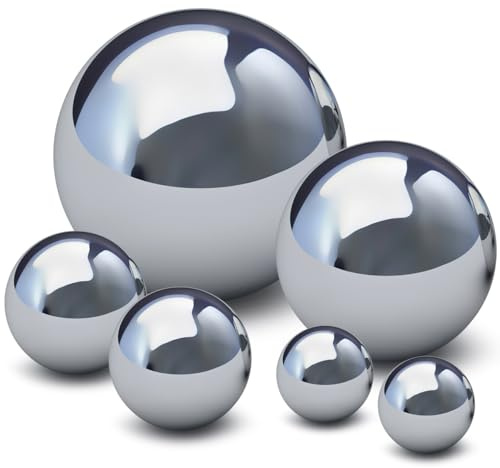 Supvox Spiegelkugeln 6 Stück aus Edelstahl, Silber, Hochglanzpoliert | Deko für Garten und Büro, Runde Bälle zur Leichten Platzierung, Reflektieren Licht und Objekte