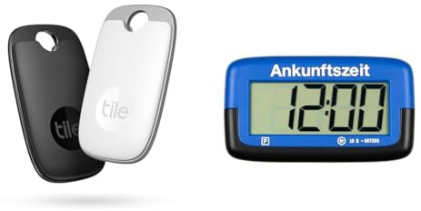 Tile Pro Bluetooth Schlüsselfinder & Needit Park Micro elektronische Parkscheibe mit Zulassung I Digitale Parkuhr Mikro blau mit Batterie u. Montage Zubehör