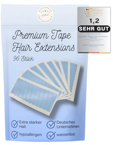 Premium In Hair Extension Tapes - Unsichtbare, Starke Haarverlängerungs-Klebestreifen (96 Stück) - wasserdicht - atmungsaktiv - zuverlässig - auch bei schweiß