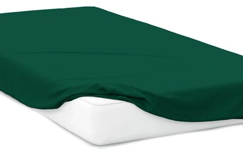 Mixi Trends Spannbettlaken Jersey Spannbetttuch 100% Baumwolle Bettlaken Bettlaken, Größe:120 x 200 cm, Farbe:Dunkelgrün