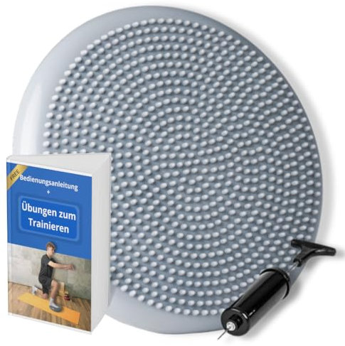 BK 2.0 Balance Cushion Grau – Orthopädisches Gleichgewichtskissen für gesunde Körperhaltung – Ergonomisches Sitzkissen fürs Büro, Home Office & Schule – Balance Trainer inkl. Luftpumpe – 33 cm