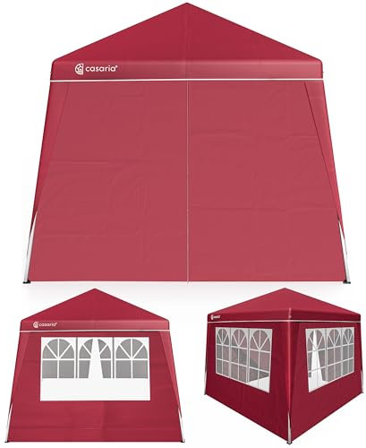 CASARIA® Capri 3x3m Pop-Up Gazebo with 4x Side Panels | UV50+ Sun Protection | Waterproof Foldable 3 Metre Pavilion | Folding Festival Canopy Tent | Includes Carrying Bag | Red