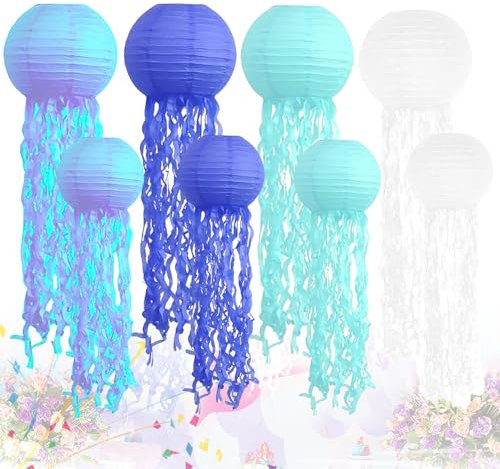 8 lanterne di carta da medusa: lanterne di carta HOMURY, lanterne di carta, lanterna decorativa, per feste a tema bambini, oceano a tema, feste (9 pollici, 10 pollici)