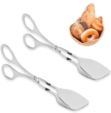 Buffetzange Salatzange mit Scherengriffen 7 Zoll Edelstahl Party Catering Speisen Servierzange Kuchenzange Greifer Brotklammer Scherenzange Küchenzange(2 Stück)