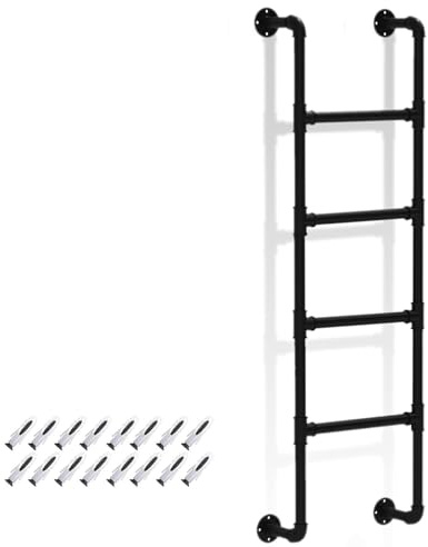 Fire Escape Ladder/Ladders for Egress Basement Window Well Covers Outside, Small Ladder for Fire Emergency Home Safety, Ladder for Egress Window Black Metal Wrought Iron - Size Customizable(1.75m/5.7f