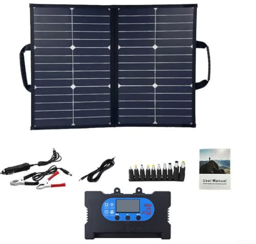 Solar Folding Bag Set,50W Portable Solar Panel Charger Foldable Power Kit For Generator Station For Camping,Climbing,Hiking,Picnic(B)