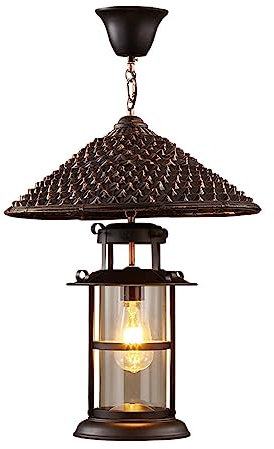 e27 american rustic retro industrial style pendant light fixtures restaurant cafe creative personality straw hat hanging lamps single head iron ceiling pendant lamp with glass shade warm life