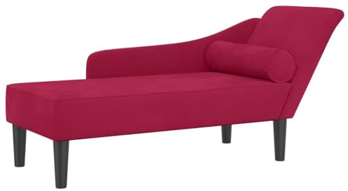 Chaise longue avec coussins rouge bordeaux velours