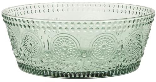 Vintage-Inspired Codi Glass Decorative Serving Bowl, 7 x 2.75, Sage Green