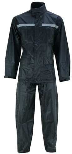 Herren Motorrad kombi Motorrad Regen kombi Motorrad Regen Jacke und Regen hose (BLACK, 2XL)