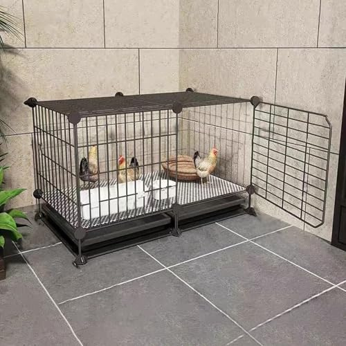 Stort Utrymme Smådjursbur DIY Tråd Krypterad Järnnät Kycklingbur För Inomhus Eller Utomhus Vaktelbur Med Utdragbar Bricka För Enkel Rengöring Fjäderfä Husdjurshus(75 * 39 * 49cm)