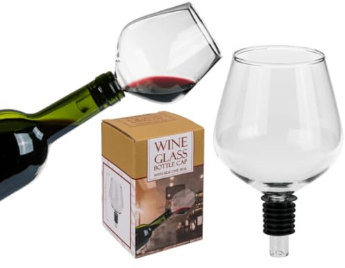 LND Wine Glass Bottle Stopper, Push in The Bottle and Drink, Novelty Wine Glass Bottle Cap with Silicone Seal, 13cm Gifts for Her, Gift for Him