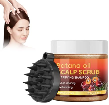 Eazerom 17 250g Gommage Cuir Chevelu Batana Oil,Exfoliant Capillaire au Batana Oil, Stimule la Pousse des Cheveux, Traitement Nourrissant du Cuir Chevelu avec Massageur, Exfoliant au Menthe