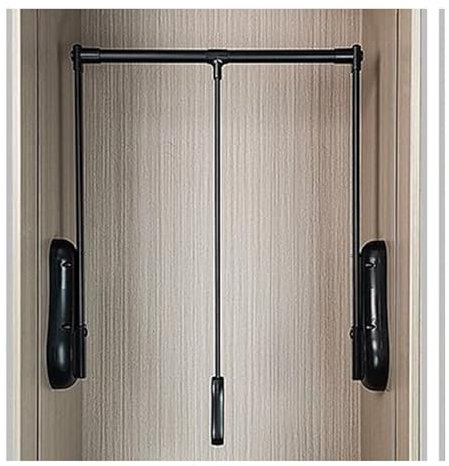 YCOVSFP An der Wand montierte ausziehbare Garderobenstange, Teleskop-Garderobenstange, platzsparendes Kleideraufbewahrungsregal, tragend 30 kg(Black,510-650mm)