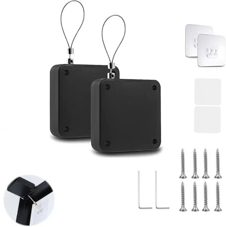 Yeenano Automatic Door Closer,2 Pack Punch Free Heavy Duty Door Closers for Interior Exterior Doors Self Closing Gate Spring with Steel Wire Rope (1000g),Soft Close for Wooden,Glass Metal Doors