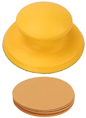 Sanding Block Set Round Shaped 15PCS Sandpaper Hook and Loop Anti Slip Handle Woodworking