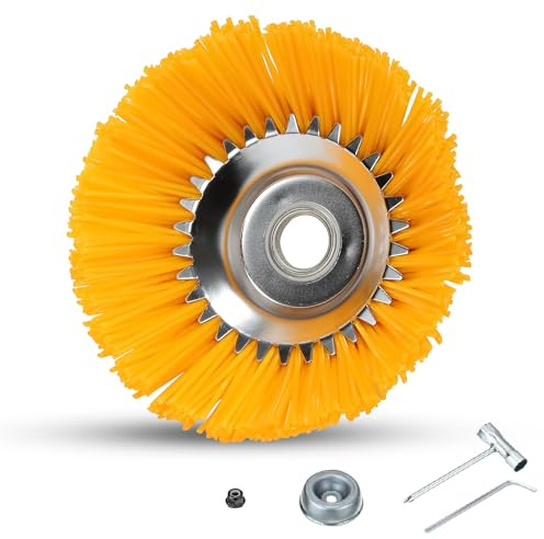 Jiubiaz Unkrautbürste Profi Wildkraut Fugenbürste Stahl Rundbürsten Fuer 200x25,4mm Wildkrautbürste Weed Brush für Motorsense Unkrauttrimmer Garten Zubehör