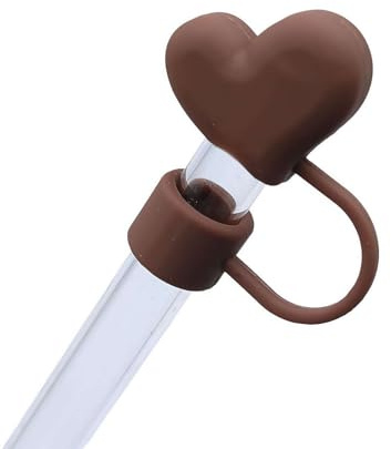 Generic Heart-Shaped Straw Cover Cap for Stanley Cup, 2025 Cute Love Straw Topper for Stanley Cup Decorations, Gifts for Mother's Day (Brown)