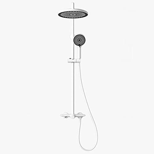 LXWKAI Duschhahn-Sets 9-Zoll-Regenduschkopf, Duschsystem mit Dreifachfunktion und Wannenauslauf, wandmontierter Duschmischhahn mit 3-stufiger Handbrause,Weiß