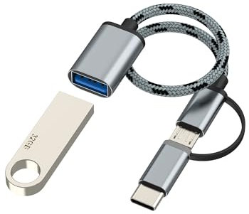 USB C Micro USB Maschio a USB Femmina Adattatore(2in1)per Apple OTG 3.0 Cavo Stick Tipo C Connettore Android per iPhone 16 15 per iPad Compatibile con Samsung Tablet PC Connettori Fotocamera Type C