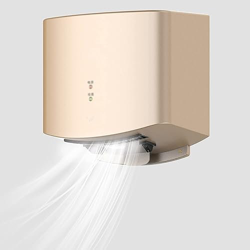 BOOZXCV Commercial Hand Dryer, 1250W Automatic Induction Hand Dryer with HEPA Filter, Warm/Cold Air Switch, Bathroom Toilet Hand Dryers (Gold)