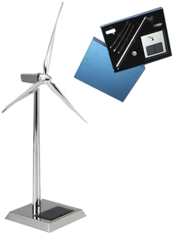 BlocteckToy Mini Solar Energy Windmill Model, Delicate Metal Solar Powered Building Wind Turbine Model with 8-10 RPM Rotation Speed