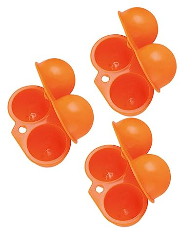 Huevera Portátil de Pp 3 Piezas Cierre Firme para Huevos | Naranja, Forma de Huevo, para Camping y Armario, Protección y Ahorro de Espacio, Diseño Delicado Color Aleatorio