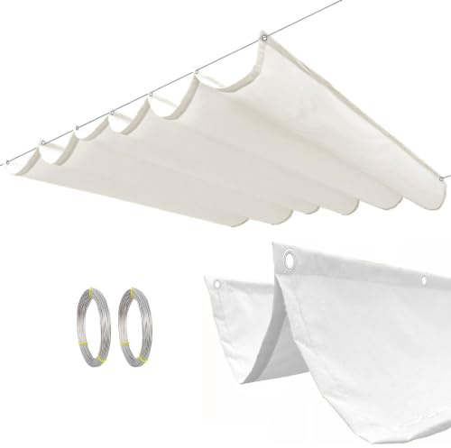 Einziehbares Wellen-Sonnensegel, Wasserdicht UV-beständig Sonnenschutz Überdachung Mit Montagesatz Für Den Außenbereich Pergola Garten Wintergarten Terrasse(White)