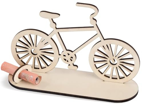 HOLDLEAF Fahrrad Geldgeschenk Holz,Originelle Geburtstag Holz,Geldgeschenk Radfahrer,Schild Gästebuch für Familie Freund Kollege
