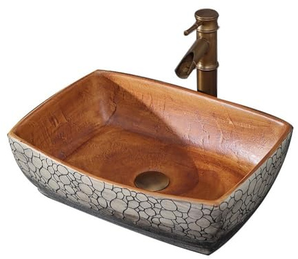 GBEVAUEIO Mobili da Toilette Lavandino da appoggio Quadrato in Ceramica retrò for Bagno, Balcone, Arte, casa per Bagno e WC Ospiti