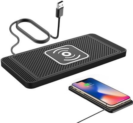 Almohadilla de Cargador de automóviles: Cargador de teléfono inalámbrico rápido de 15 W, Alfombra de Carga automática Delgada, Soporte de teléfono de inducción Qi, Accesorio para automóviles