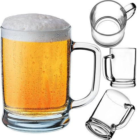 KADAX Jarra de cerveza de 0,5 litros, 1 pieza, vaso de cerveza con asa, grandes jarras de cerveza de vidrio de pared gruesa, vasos de cerveza en diseño clásico, jarra de cristal para cerveza