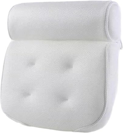 Bath Pillows For Head And Neck, Waterproof Bath Cushion With 6 Suction Cups, Non-Slip Bathtub Pillow For Comfortable Soaking, Comfortable Spa Bath Pillow For Bathtub,33 X 30 X 8.5 Cm, White
