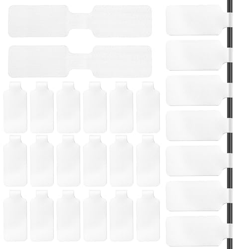 60 Pcs Cable Labels, White Nylon Self-Adhesive Wire Labels, Writable Reusable Cord Tags Electrical Panel Label Cables Markers for Electronics Computer Management and Identification, Home, Office