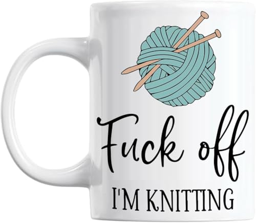 Gift Island F*ck Off I'm Knitting, secrer Santa Mug, Funny Coffee Mug, Gift for Knitters, Knitting Mug, Mug for Knitters, Birthday Gift - Secret Santa Gift -