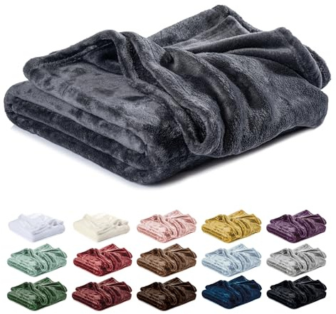 Lavea® Kuscheldecke 220x240 cm - Anthrazit | Mikrofaser – Flauschige Fleecedecke für Sofa und Bett, weiche Decke, pflegeleicht, Sofadecke, Tagesdecke oder Wolldecke