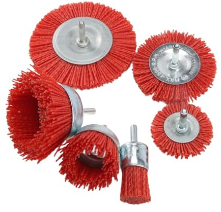 Katnetoly Set di Spazzole per Spazzole un Filo Abrasivo con di Nylon da 6 Pezzi e Set di Spazzole un Tazza con Gambo da 1/4 di Pollice, per Trapano nel Nylon da 6 Misure Perfetto