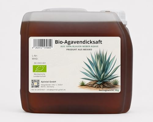 Agavendicksaft BIO Dark 4 Kg, Fruchtsüße, Agavensirup, Zuckeralternative, (DE-ÖKO-001)