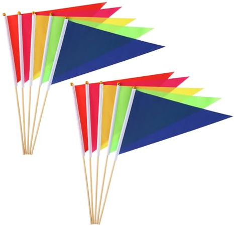 ABOOFAN 10 Stück Bunte Markierungsflaggen mit Holzstab Rasenmarkierungsfahnen für Garten Hof und Baustelle Wetterbeständig Sichtbar Vielseitig Einsetzbar