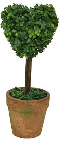 Artificial Heart Shaped Topiary, Grass Ball Fake Plant, Plastic Potted Boxwood Style Decorative Tree, For Indoor Outdoor Home Office Garden Wedding Decor (A)