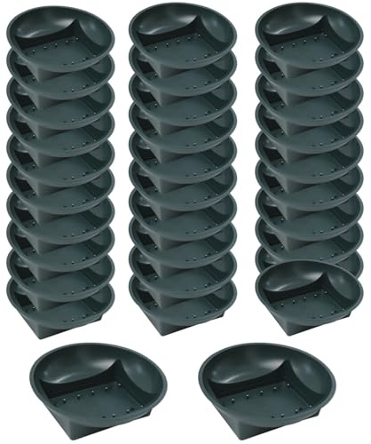 wkao 32 Pcs Green Plastic Round Flower Bowls, 6.3 in / 16 Cm, Versatile Indoor Outdoor Planting Set, DIY Floral Supply for Flower Arrangement, Home Decor, Wedding, Parties