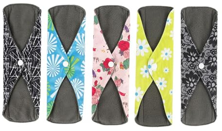 Compresas Reutilizables De Algodón Transpirable Lavable | Pack de 5 Protector Diario Para Madres, Postparto, Lactancia, Viaje, Gimnasio