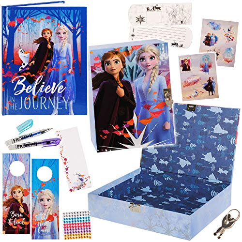 alles-meine.de GmbH XXL - Tagebuch Set + Geheimbox - die Eiskönigin - Frozen - mit Schloss + Buch + 2 GelStifte + Sticker + Briefumschläge + Türschilder - gebunden für Geheimniss..
