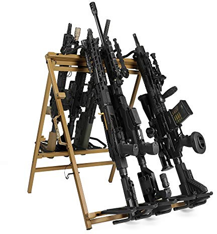 Savior Equipment Portable Folding 9 Gun Free-Standing Rifle Rack, Heavy-Duty Steel Frame, Deer Camp Firearms Display Stand, 2 Height Settings Fit Most Carbine and AR Pistols