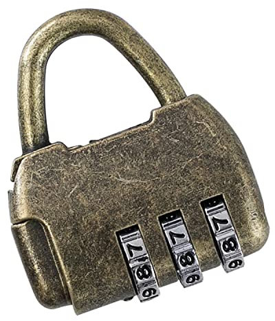 HMF Lucchetto decorativo vintage con combinazione a 3 cifre | 4,3 x 3,5 x 1,2 cm | Oro