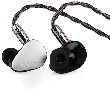 LINSOUL Kiwi Ears Quintet In-Ear-Monitor, 1DD + 2BA + 1 Planar + 1 PZT Hybrid-Treiber Kopfhörer, mit abnehmbarem versilbertem OFC-Kabel, Metallfrontplatte, 3D-gedruckte Harzschale