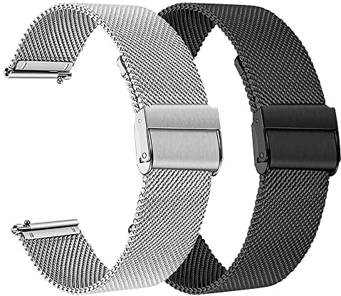 RuenTech Uhrenarmband Kompatibel für Parsonver Smartwatch Armband 22mm, Metallarmband für Parsonver SR1 Smartwatch 1,32 Ersatz-armband (Silber+Schwarz)