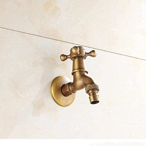 rubinetti per lavello cucina Rubinetto Rubinetto da giardino Ottone totale Ottone antico Doppio con rubinetto Washhine Rubinetto per bagno Angolo giardino Miscelatore per esterno