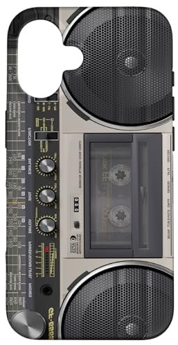 Boombox Throwback Retro Music Stereo Ghettoblaster, Grau Hülle für iPhone 16