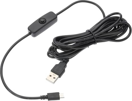 sourcing map USB Cable with 501 ON/Off Switch, USB Male to Micro USB Male Power Cable 3.0m for Digital Equipment LED Desk Lamp LED Strip Black